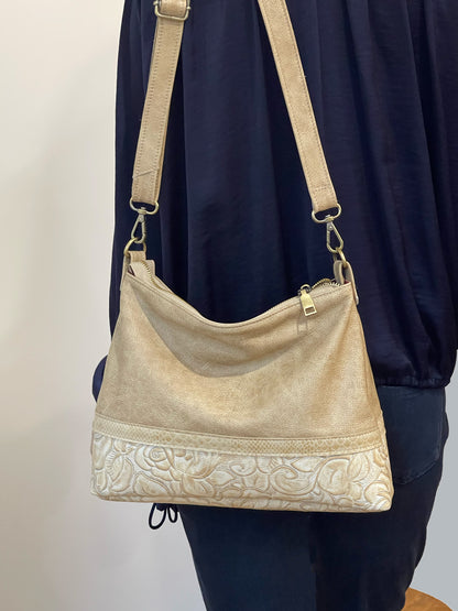 Tooled Ivory Cream leather bag IN STOCK